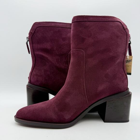 Vince Camuto Womens Kortimy Heeled Ankle Boot US 8 M EU 39 Burgundy Suede NIB - Picture 6 of 11